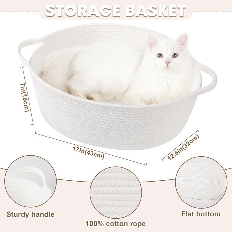 OIAHOMY Large Gift Basket Empty 17" x 12.6" x 7", Storage Basket with Gift Bag, Ribbon and Glitter Tulle for DIY Anytime, Toy Storage for Kids, Dogs with Handles in A Stylish Design - White - Image 2